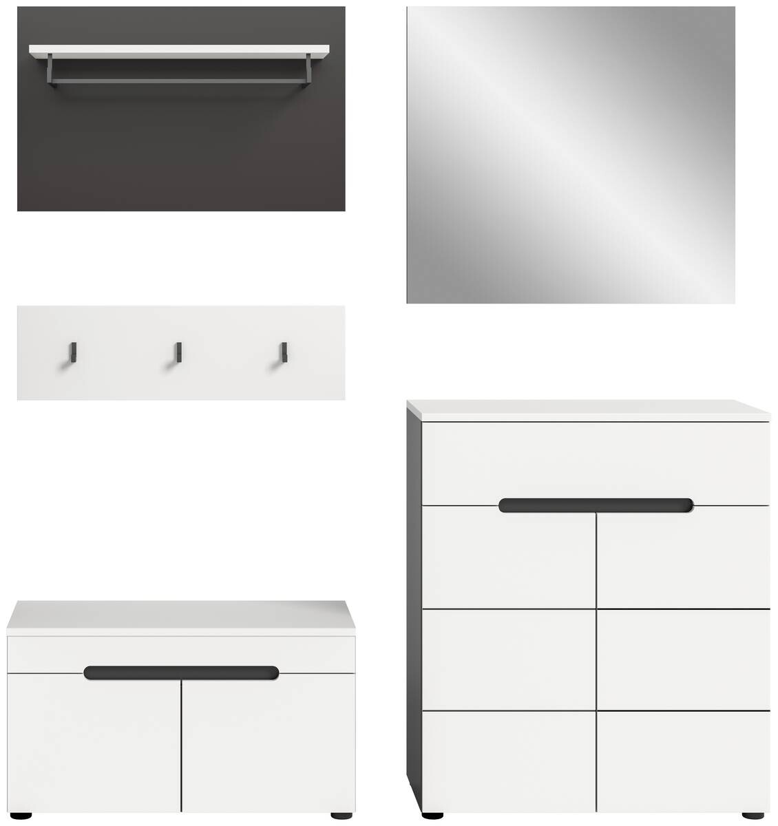 Garderobe Canu basaltgrau Nachbildung weiß B/H/T: ca. 175x190x37 cm