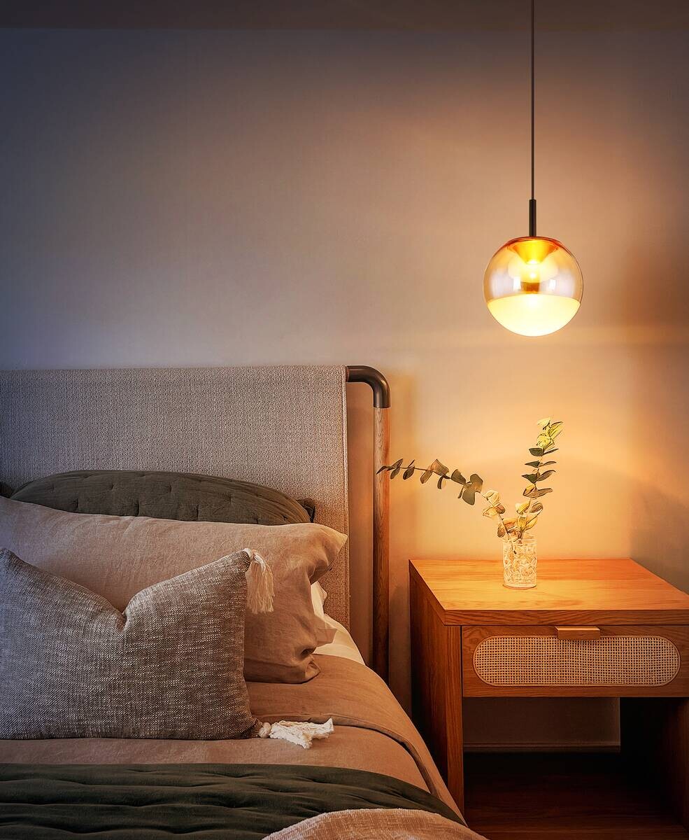 GLOBO LED-Hängeleuchte schwarz messing Metall Aluminium H/D: ca. 130x25 cm 1.0 Brennstellen