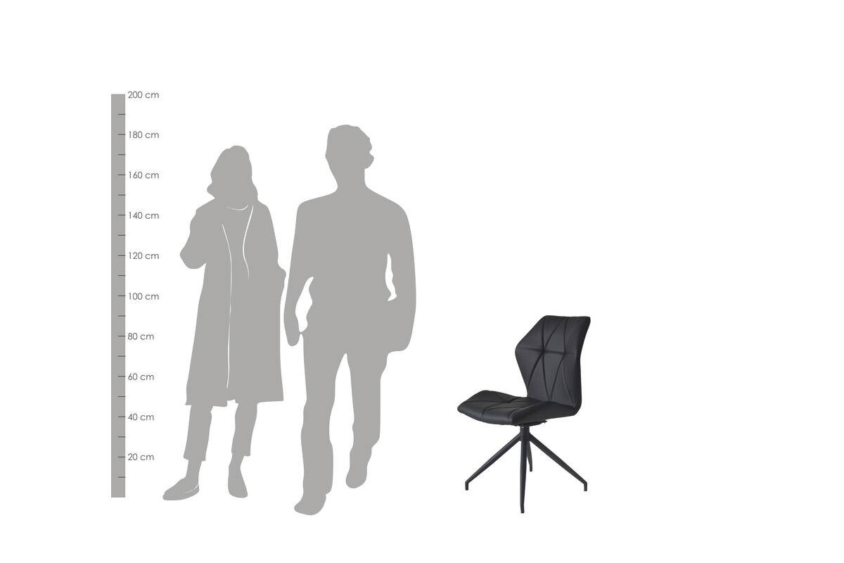 Stuhl IMKE 2er-Set schwarz schwarz Kunstleder Metall B/H/T: ca. 52x90,5x62 cm