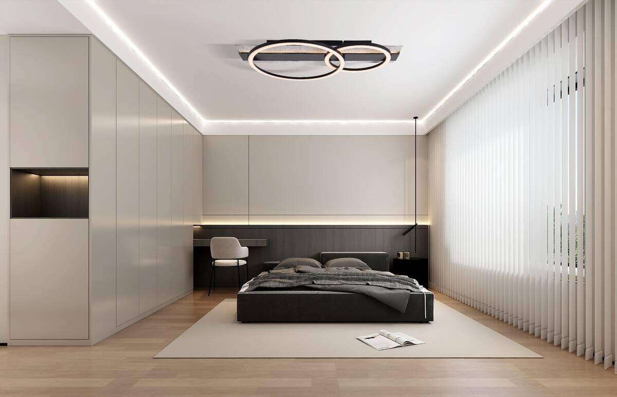 POCOline LED-Deckenleuchte Arietty schwarz Metall Kunststoff B/H/L: ca. 30x8,5x48 cm