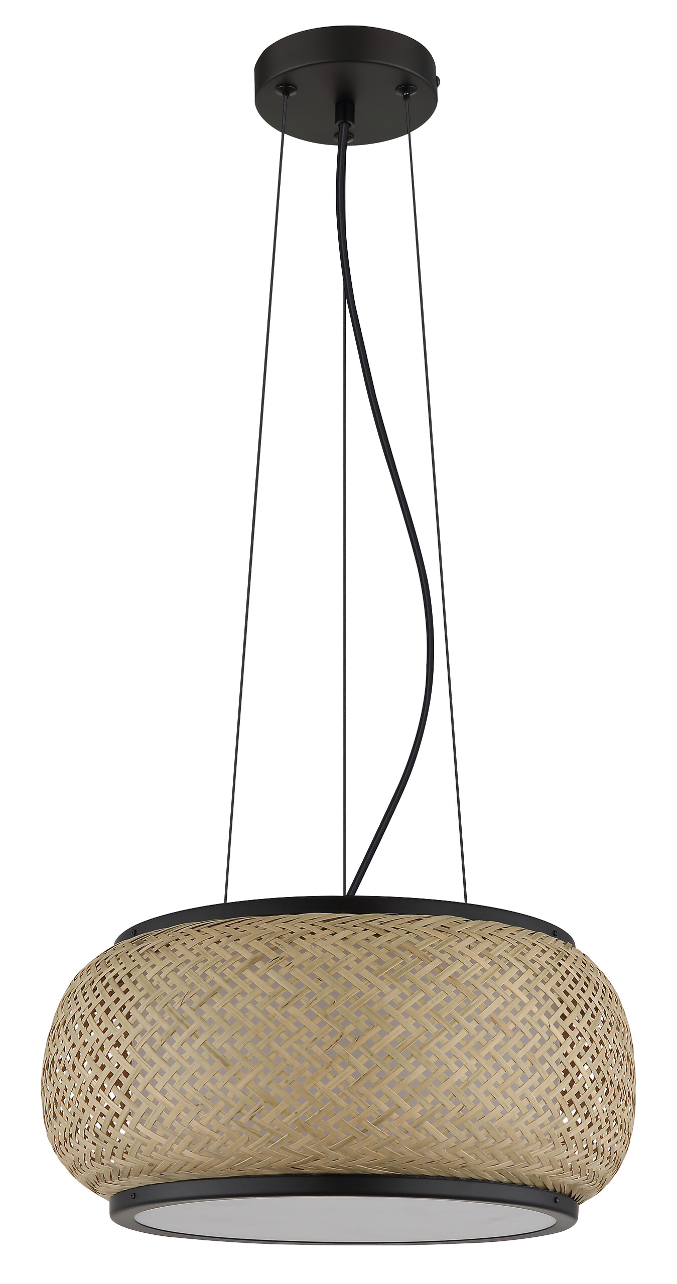 GLOBO Pendelleuchte natur mattschwarz Bambus Metall H/D: ca. 120x38 cm 1.0 Brennstellen