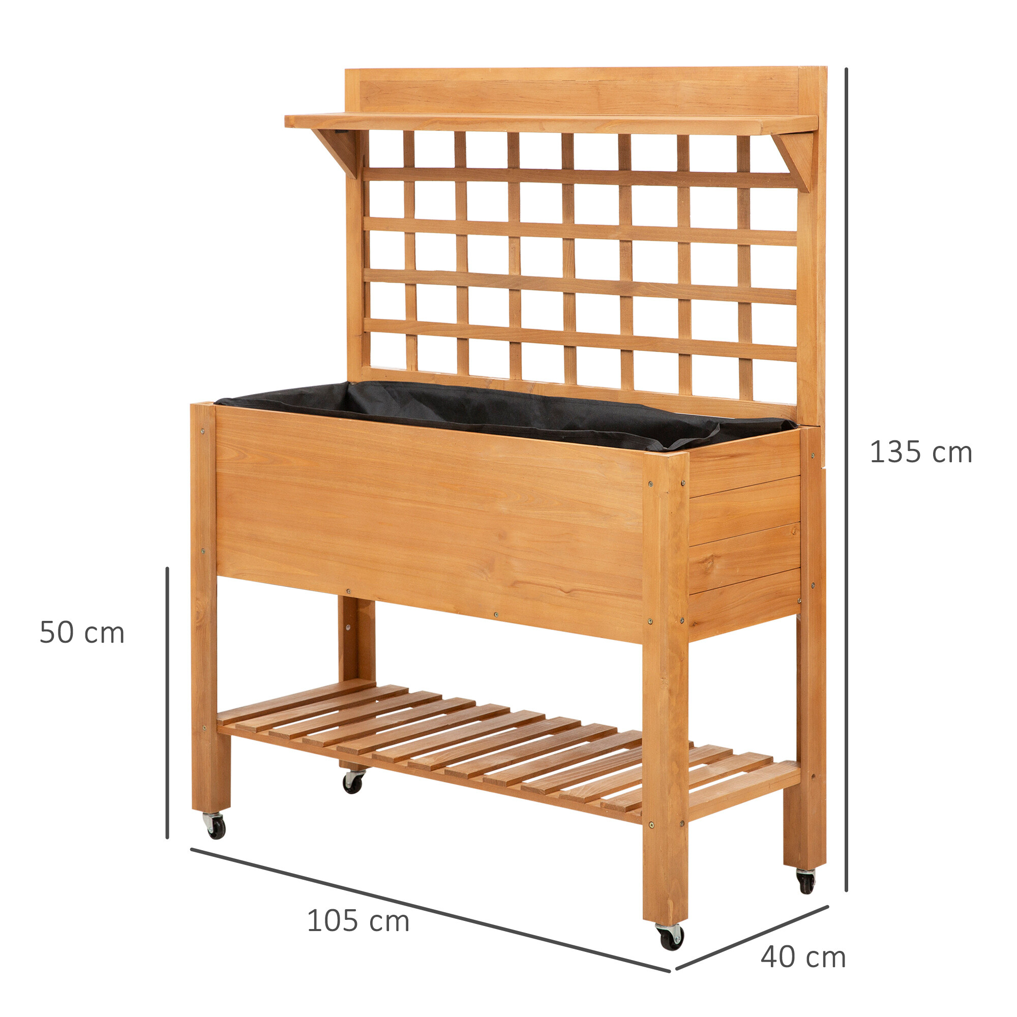Outsunny Pflanztisch hellbraun B/H/L: ca. 40x135x105 cm