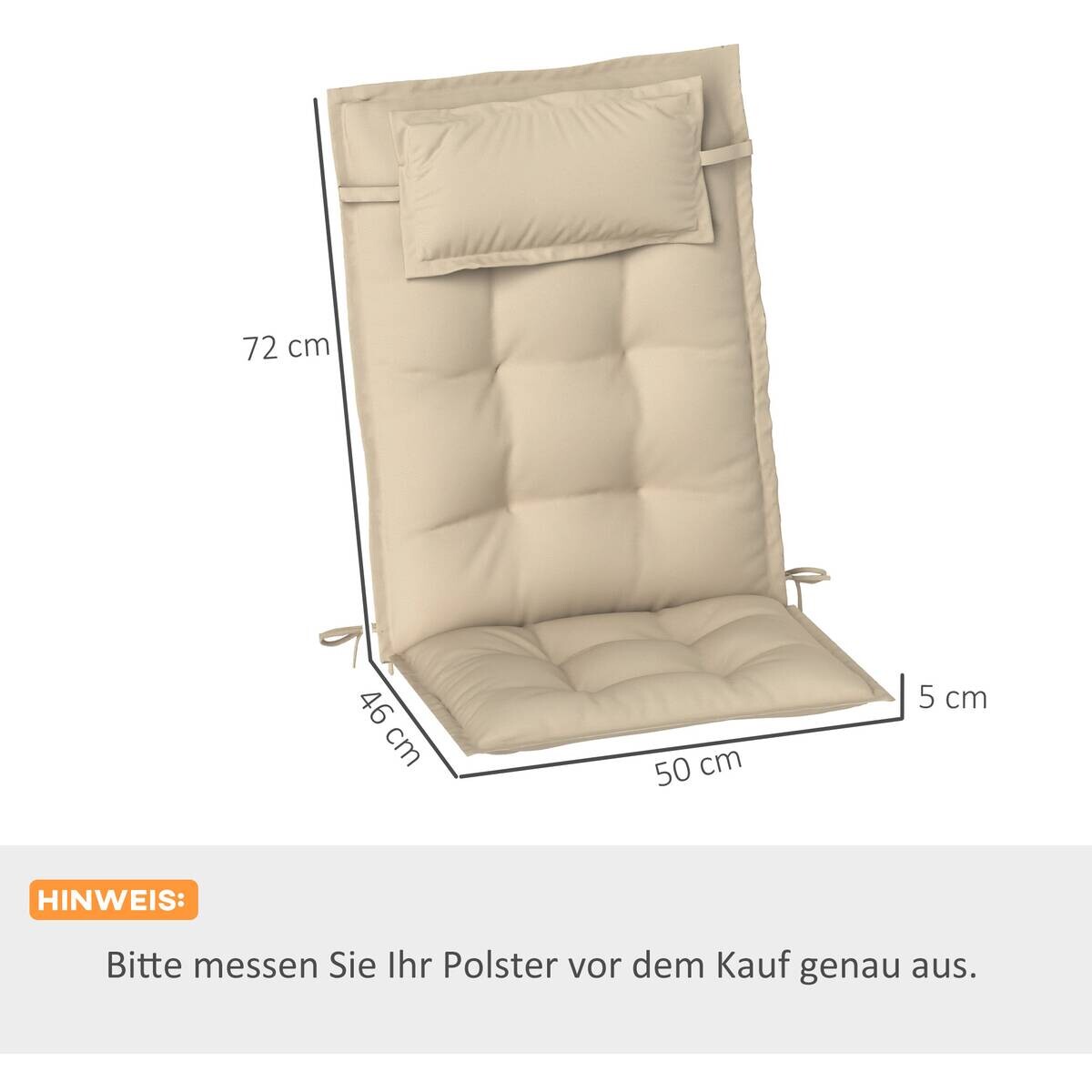 Outsunny Liegenauflage 2er Set beige Polyester B/H/L: ca. 50x5x116 cm