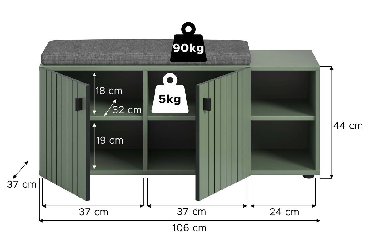 Sitzbank STATION grün B/H/T: ca. 106x43x37 cm