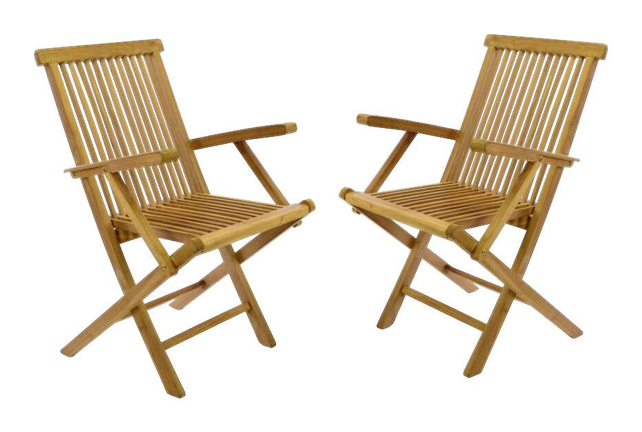 VCM Gartenstuhl 2er Set braun Teakholz B/H/T: ca. 57x89x62 cm
