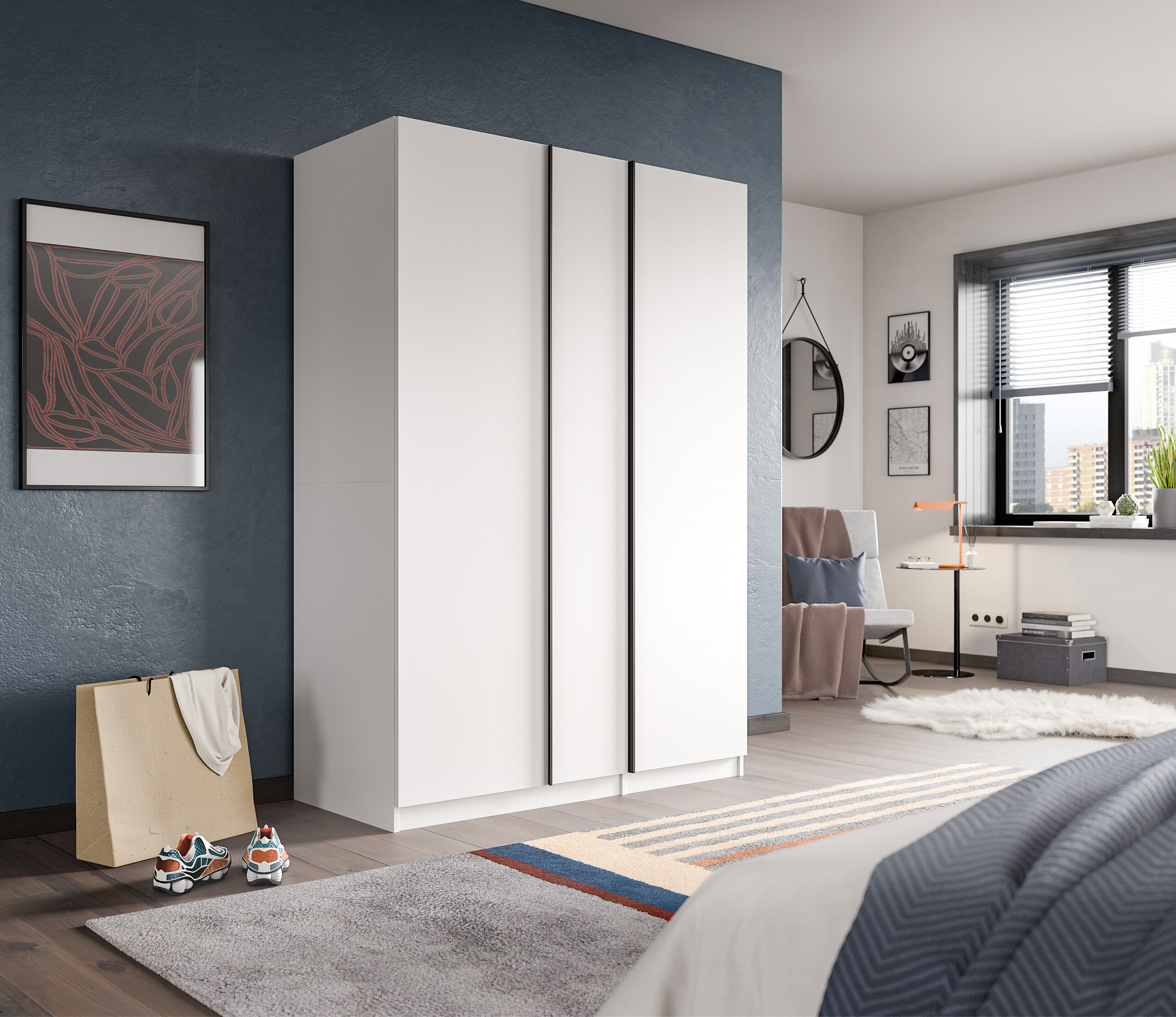 Kleiderschrank OAKLAND weiß B/H/T: ca. 130x183x53 cm