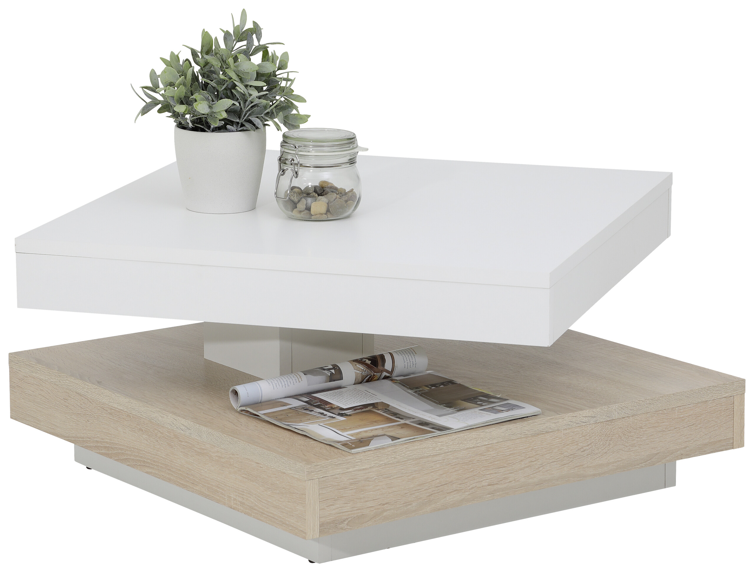 Hela Couchtisch ANDY weiß Eiche Sonoma Holzwerkstoff Holzwerkstoff B/H/T: ca. 67x35x67 cm