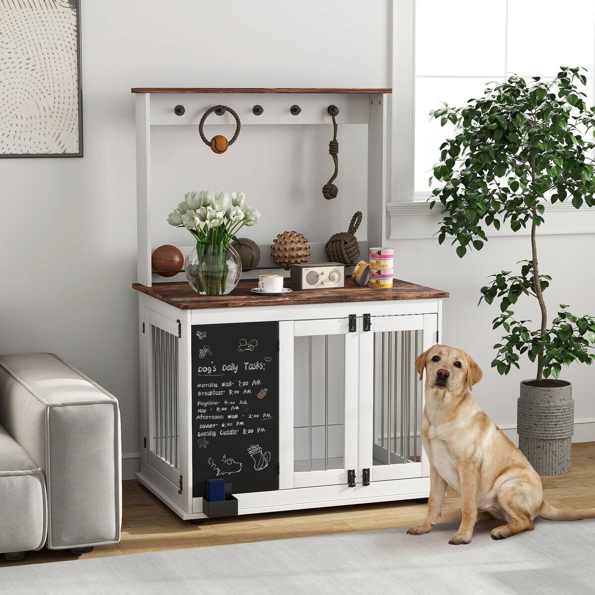 PawHut Hundekäfig weiß Stahl B/H/L: ca. 65x150x98 cm