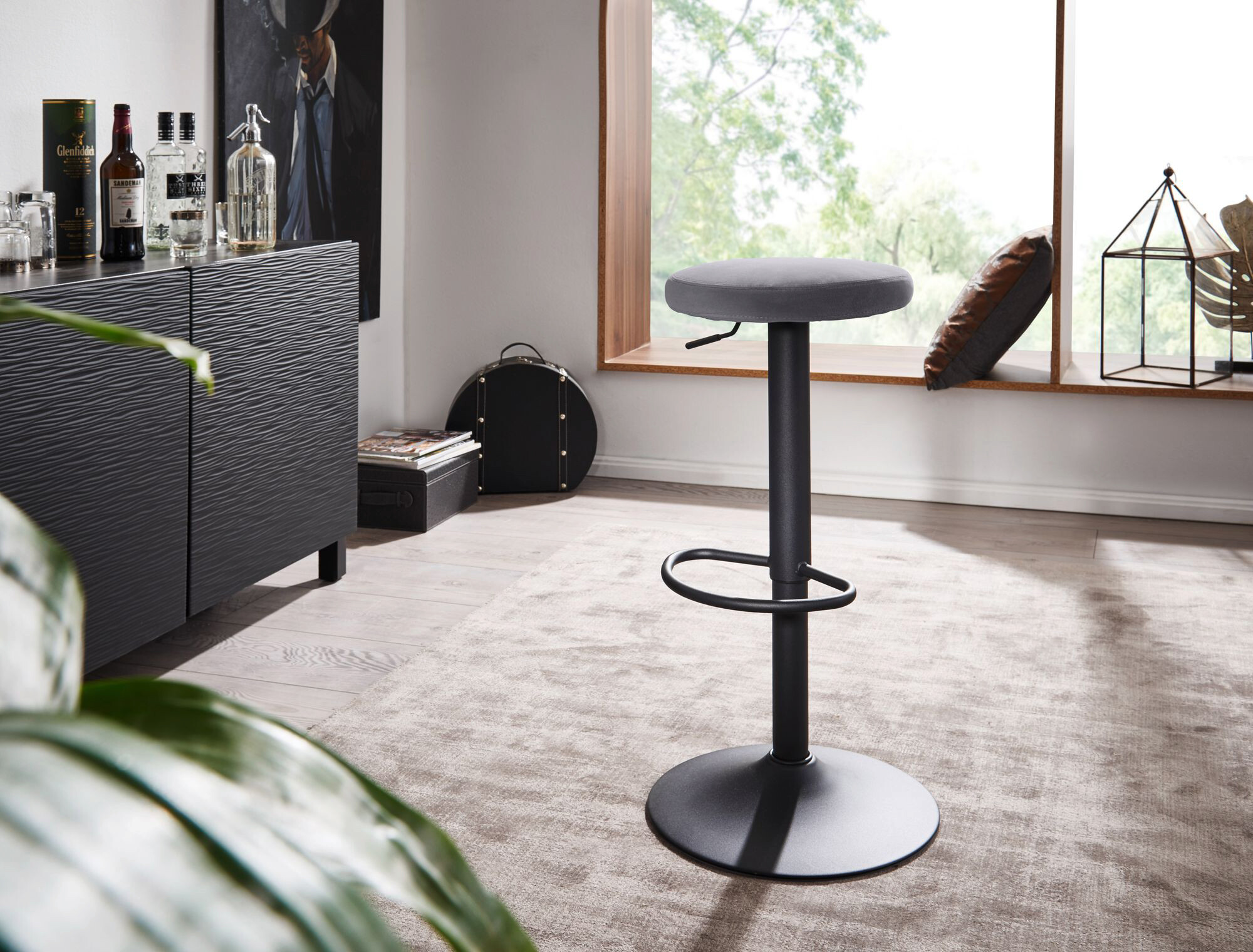 Barhocker grau Polyester B/H/T/D: ca. 40x79x40x35 cm