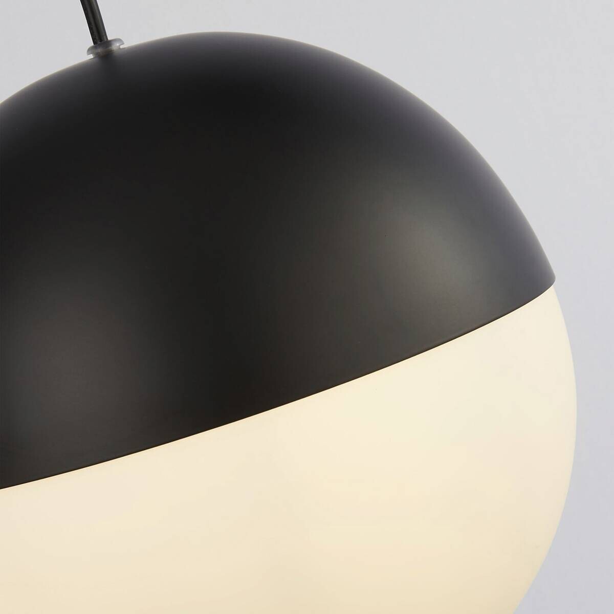 Searchlight Pendelleuchte Endor Opal schwarz Stahl Glas B/H/L/D: ca. 25x150x25x25 cm E27 1 Brennstellen