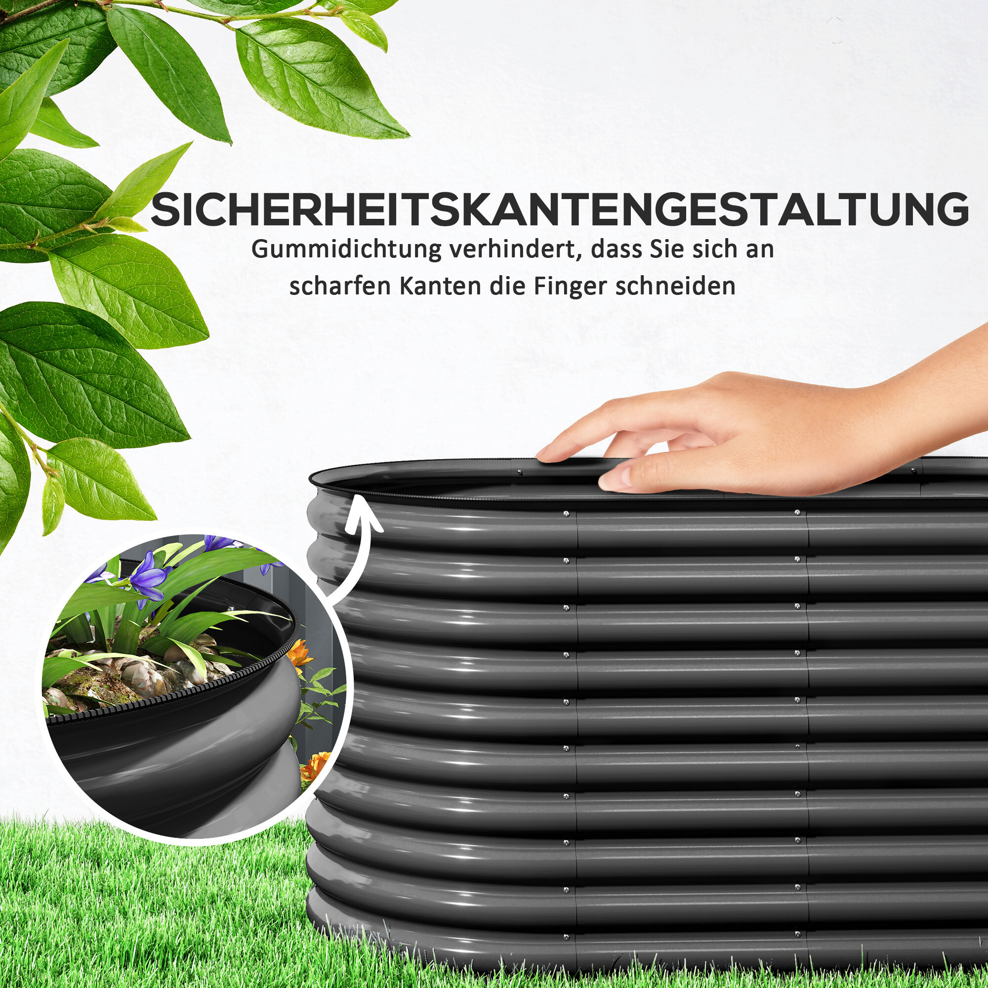 Outsunny Hochbeet dunkelgrau Stahl B/H/L: ca. 80x80x160 cm