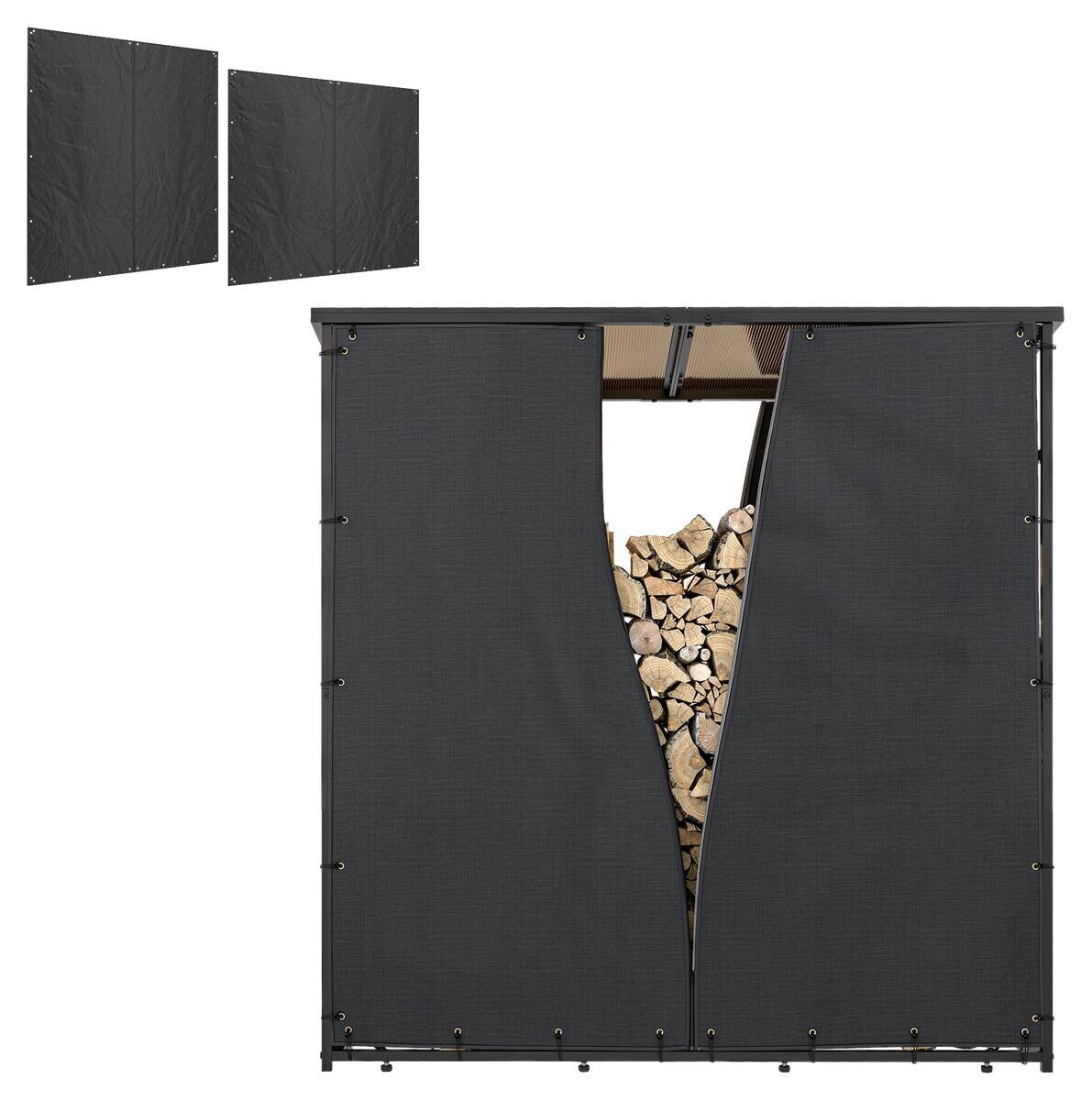 Outsunny Kaminholzregal Abdeckung schwarz Polyester B/H/L: ca. 1x173x174 cm