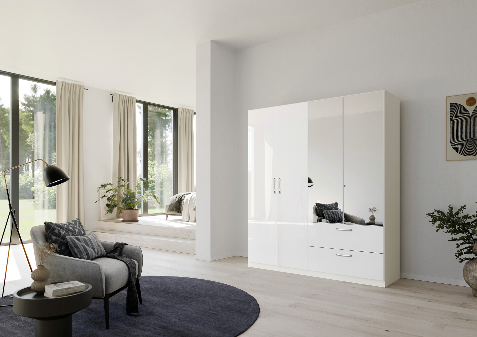 Kleiderschrank Quadra weiß B/H/T: ca. 180x210x54 cm