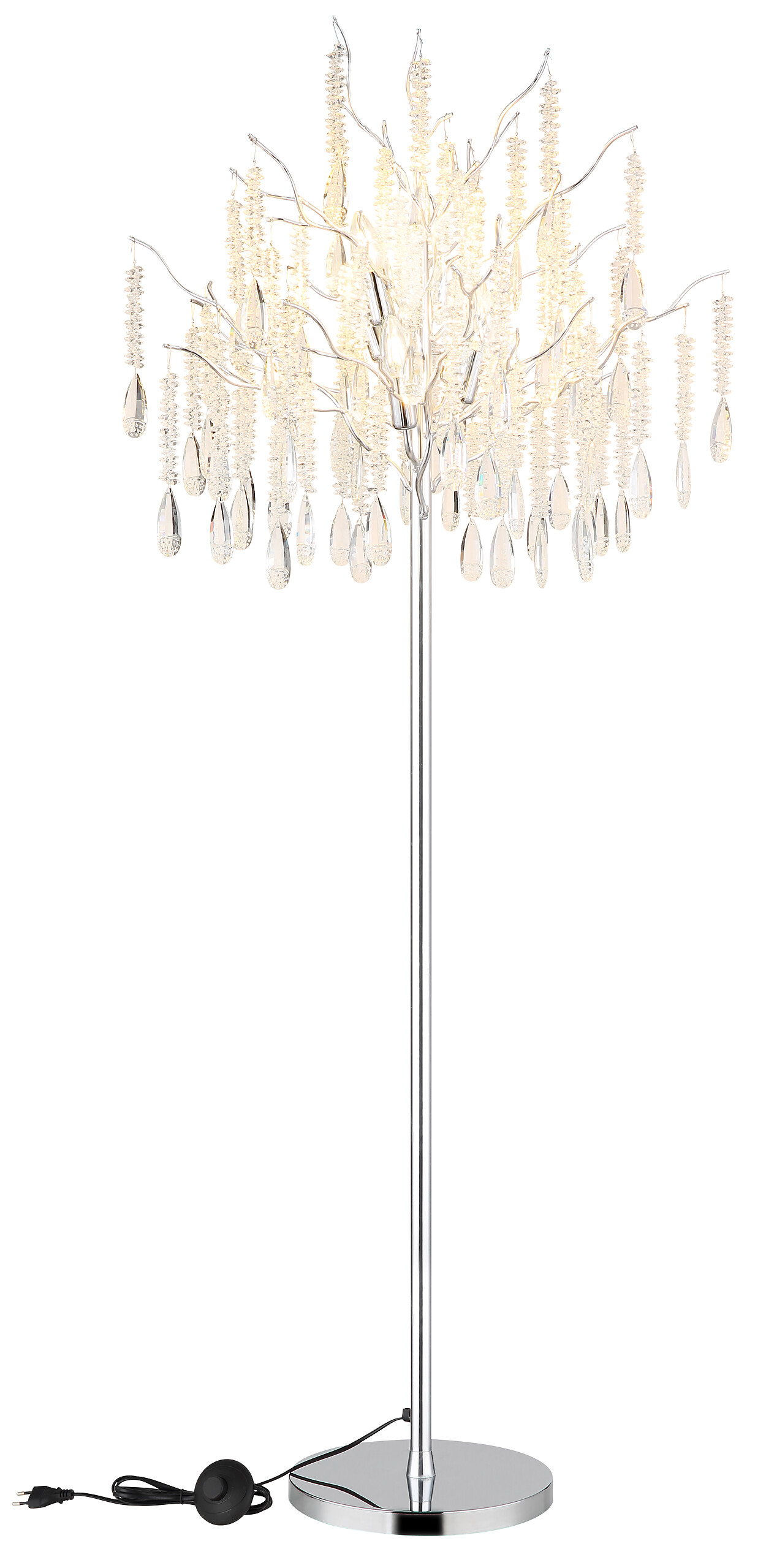 GLOBO Stehleuchte klar silber Glas Metall H/D: ca. 165x55 cm E14 5 Brennstellen