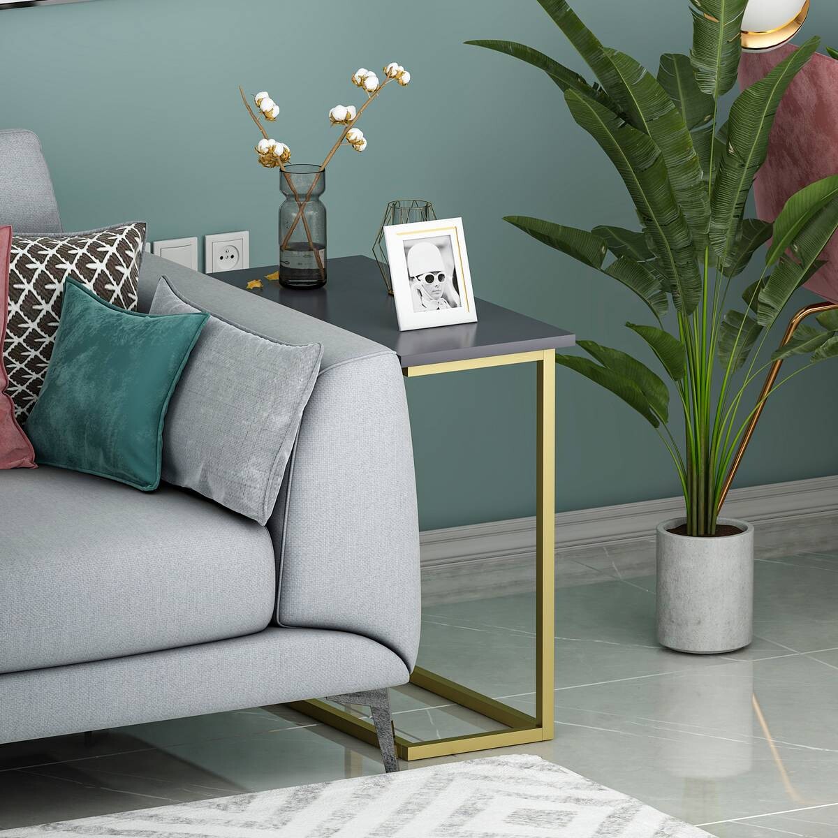 Beistelltisch Narin anthrazit gold Optik Metall B/H/T: ca. 64x62x30 cm