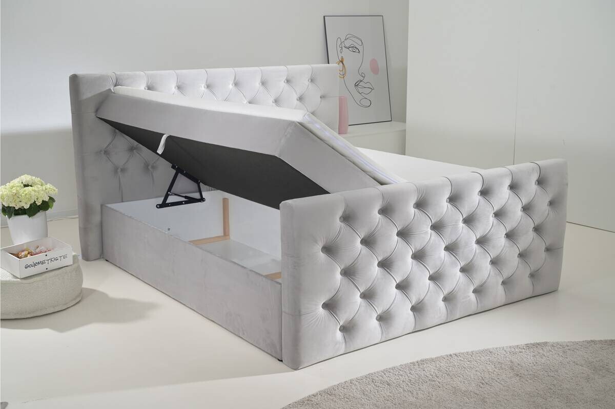 Boxbett Glow Silbergrau B/H/T: ca. 200x117x224 cm