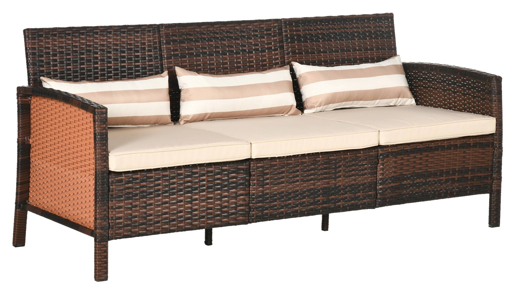 Outsunny Gartensofa braun Stahl B/H/L: ca. 68x78x173 cm