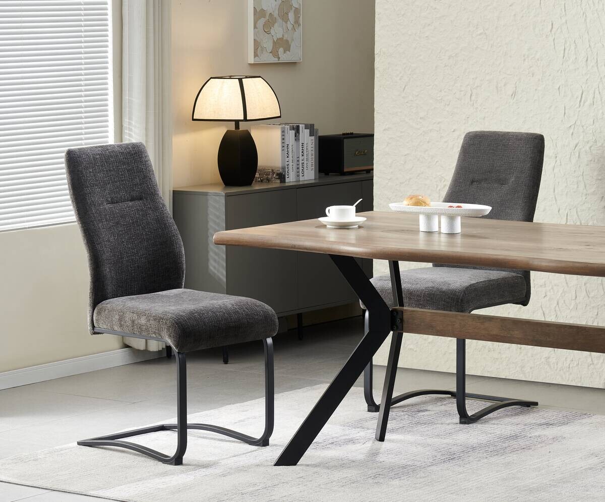 Schwingstuhl TINA, 2er Set anthrazit Webstoff B/H/T: ca. 43x98x59 cm