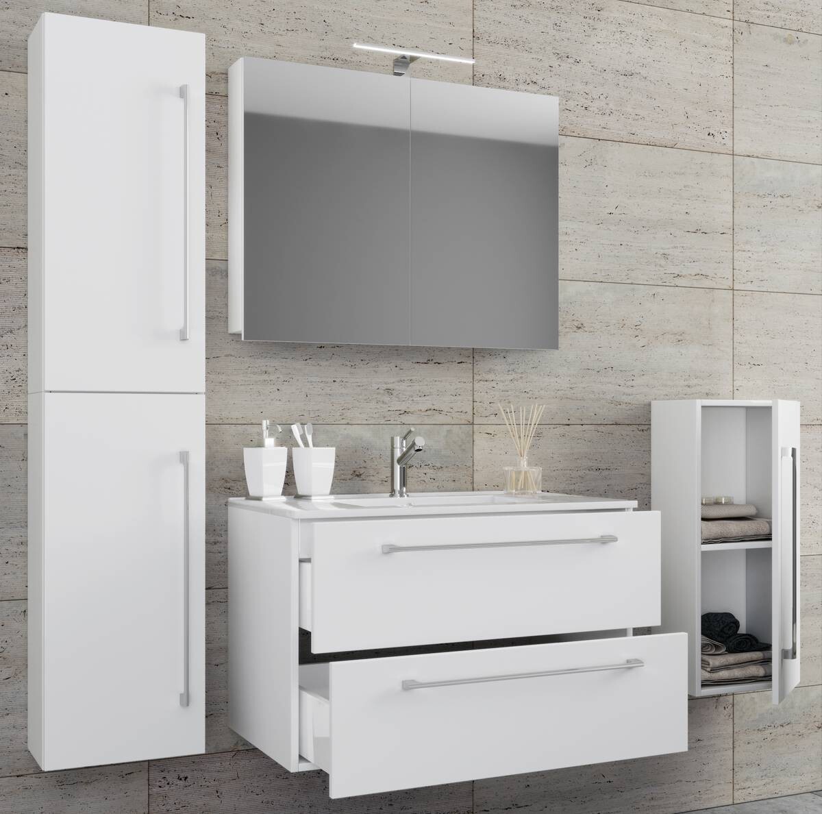 Waschplatz 5tlg-Badinos weiß B/H/T: ca. 80x50x46 cm