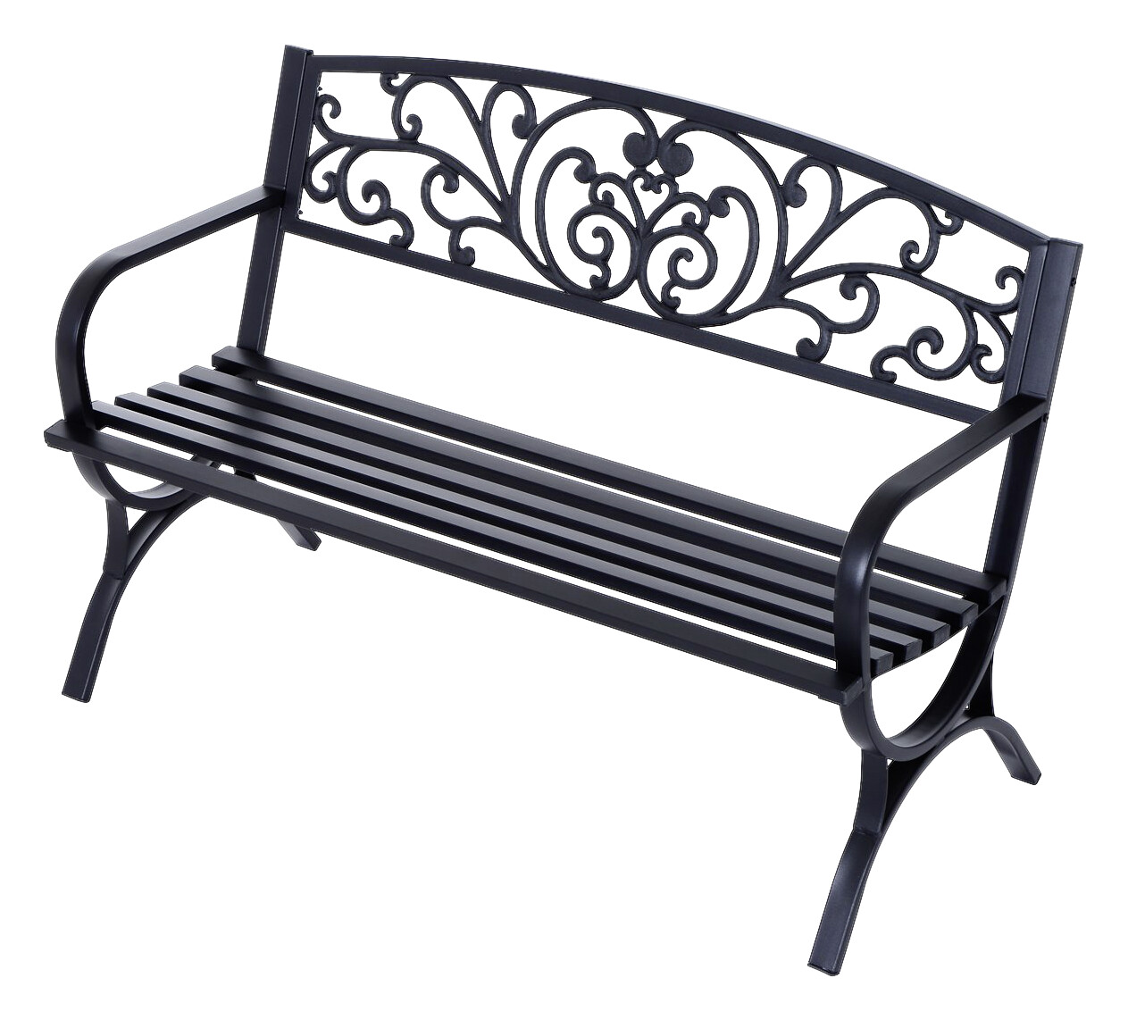 Outsunny Sitzbank schwarz Metall B/H/L: ca. 60x85x127 cm