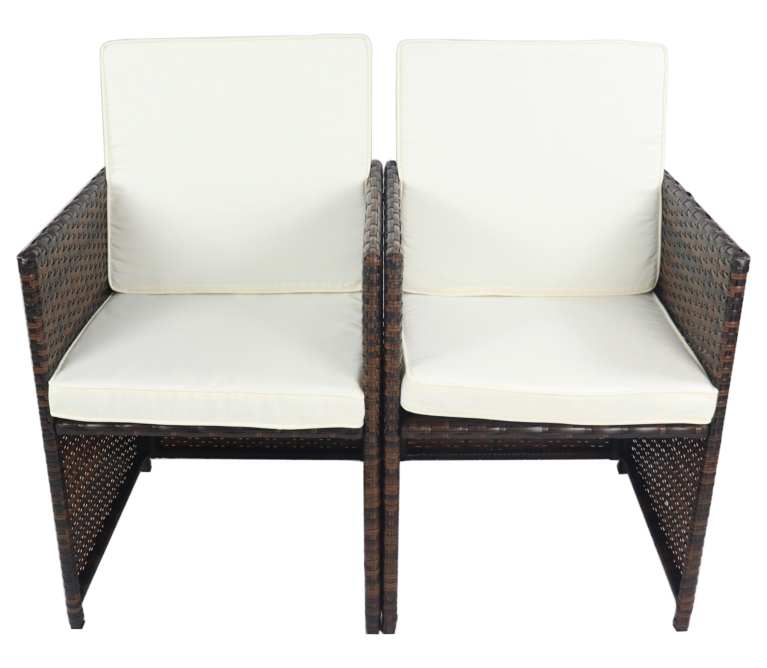 VCM Gartenstuhl 2er Set braun Rattan B/H/L: ca. 53x84x53 cm