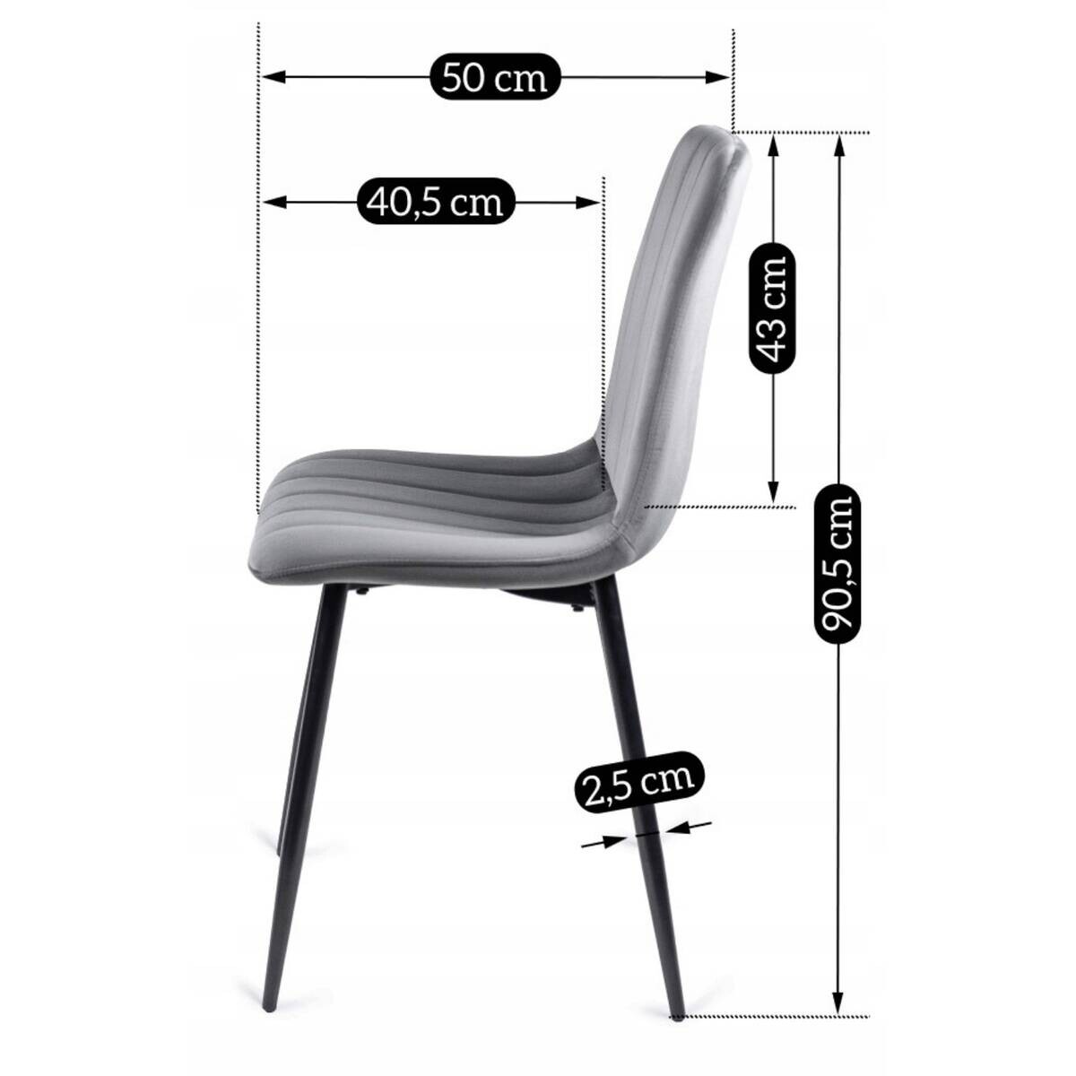 Stuhl IBIS grau Velourstoff B/H/T: ca. 43x90,5x50 cm