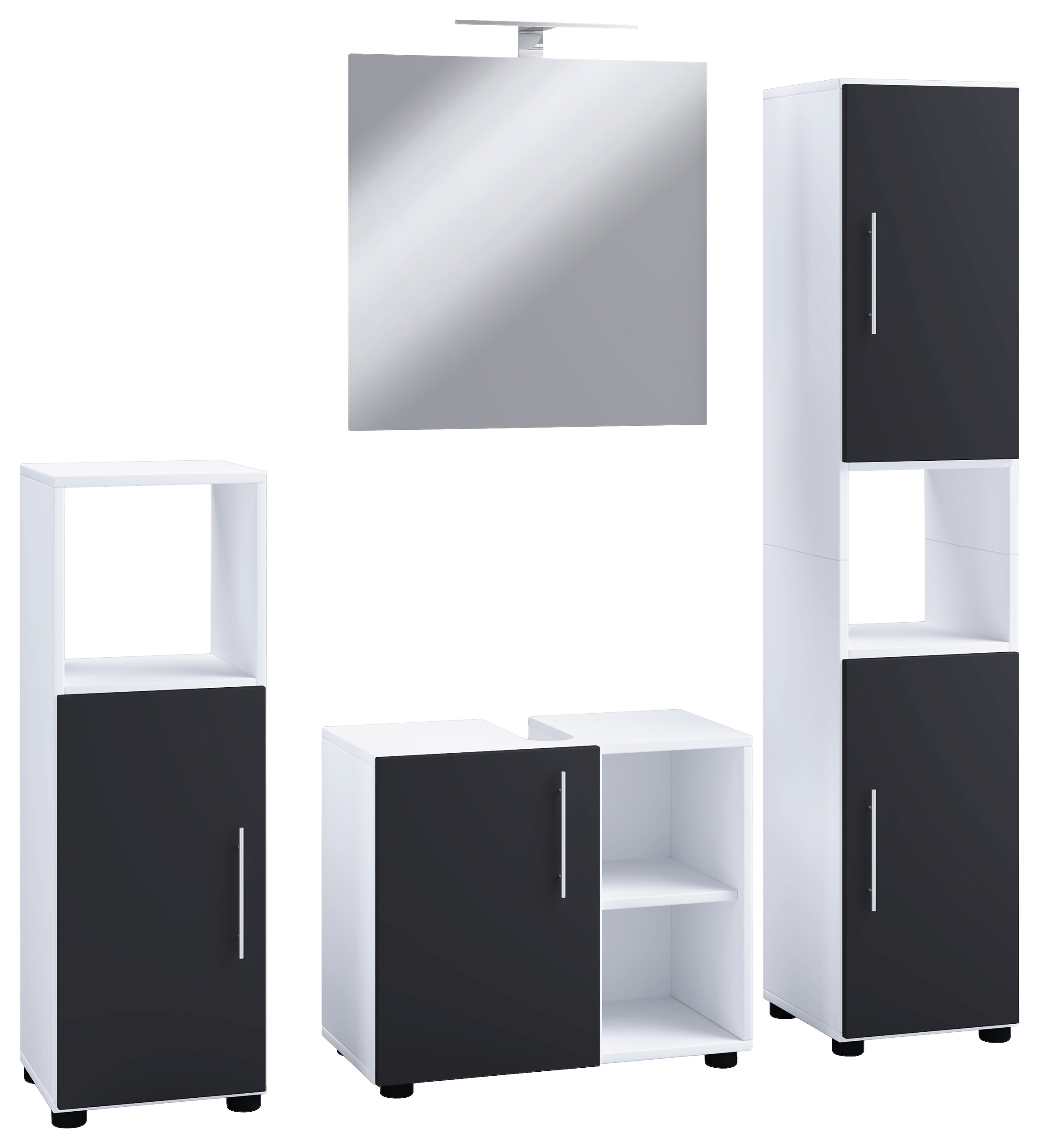 Badezimmer-Set 4tlg-Flandu schwarz weiß