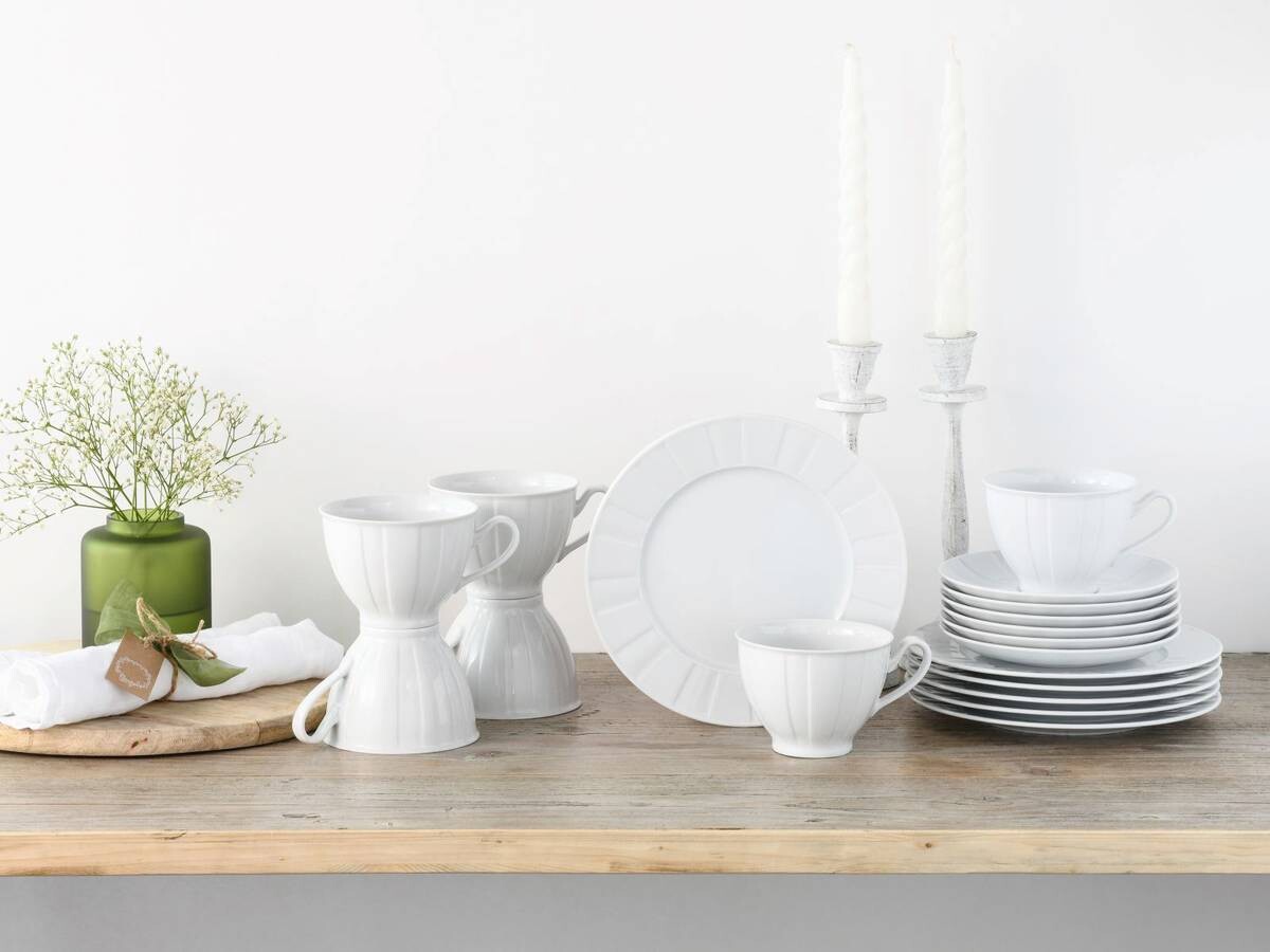 CreaTable Kaffeeservice Barcelona weiß Porzellan 18 tlg.