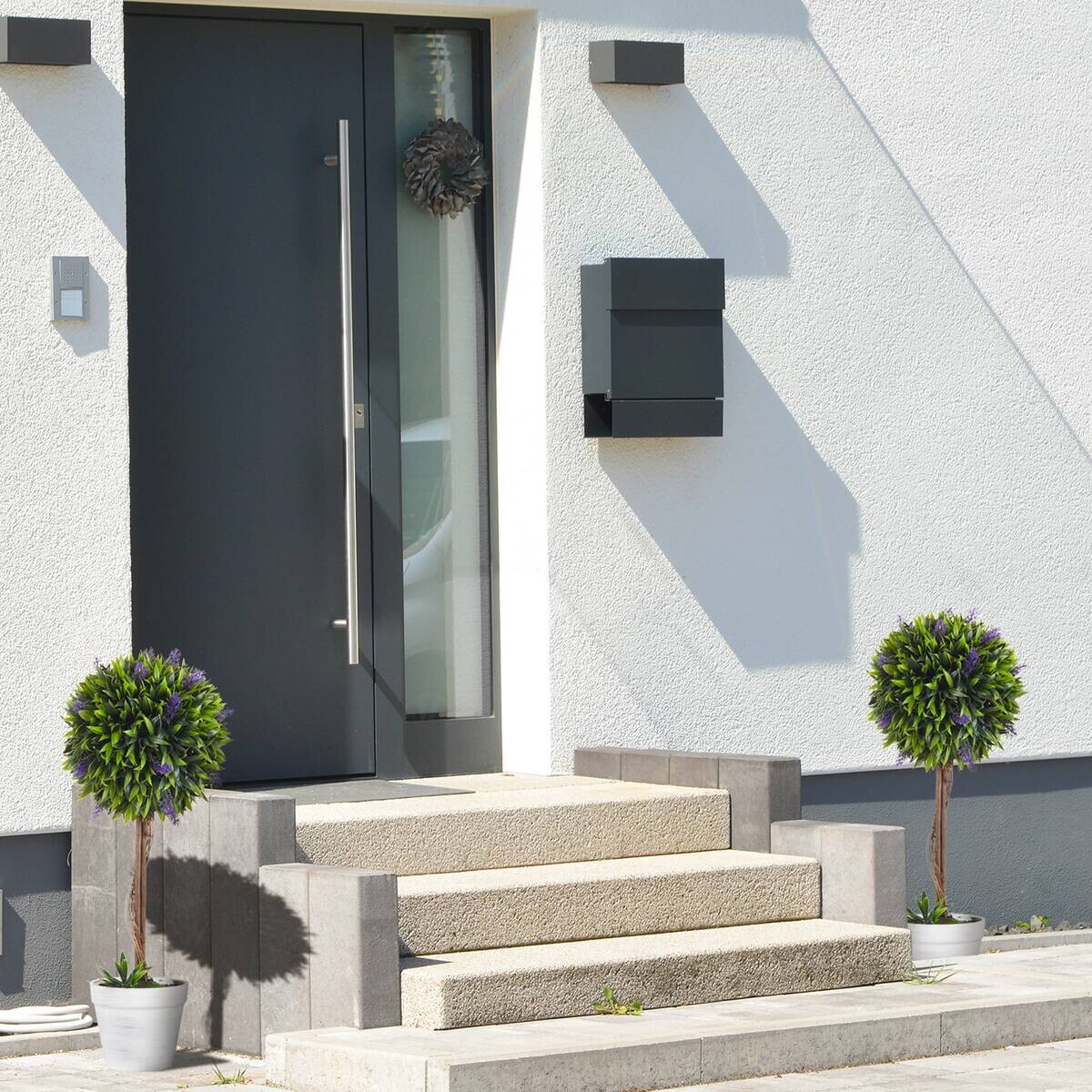 HOMCOM Kunstpflanze grün Edelstahl B/H/L: ca. 24x24x60 cm