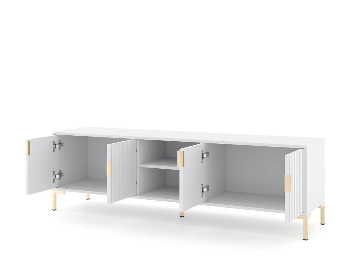 TV-Lowboard FLINN weiß matt gold Optik B/H/T: ca. 195x50x40 cm