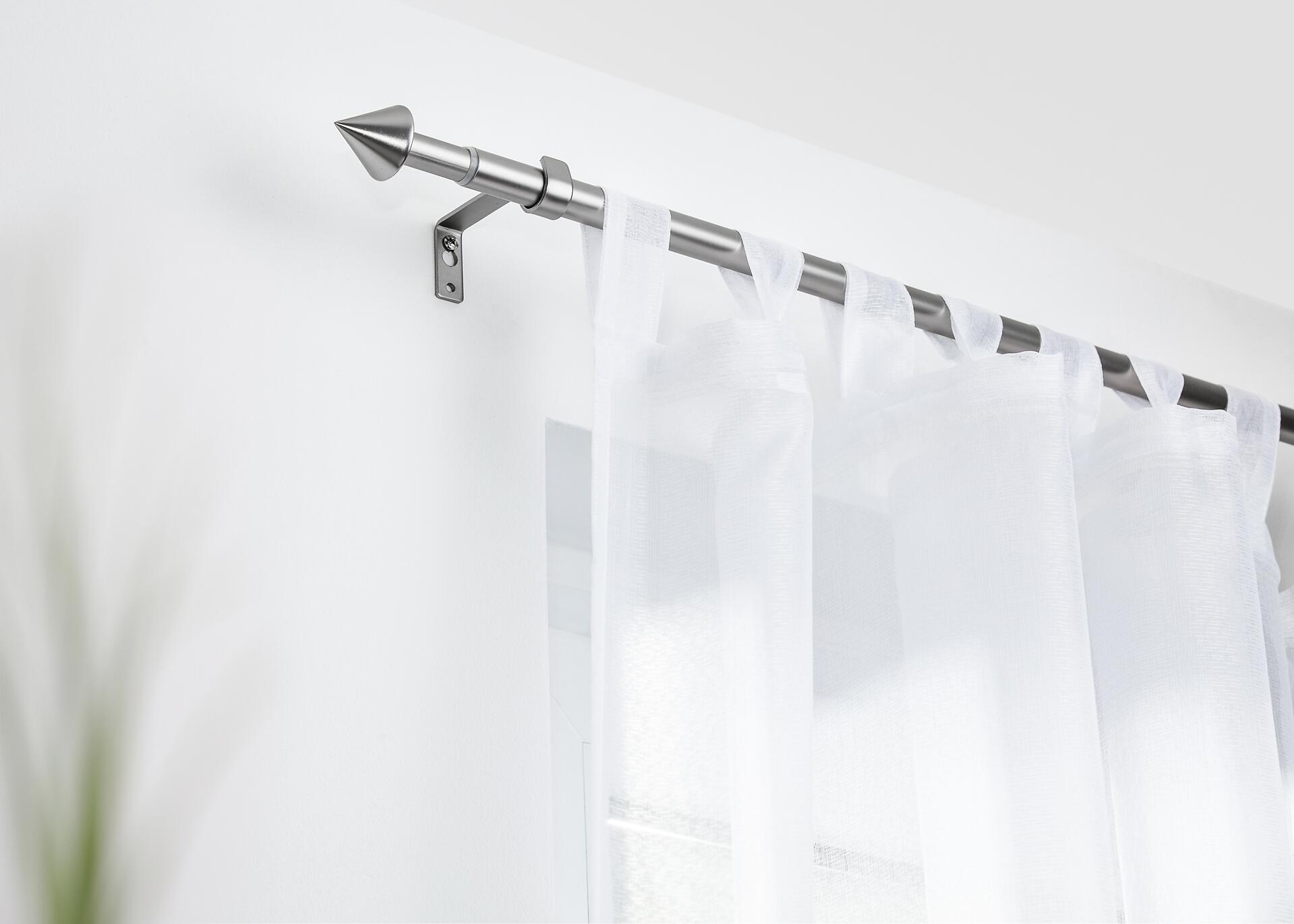 LICHTBLICK Gardinenstange Kegel Chrom Metall D: ca. 2 cm ausziehbar von ca. 130 bis 240 cm 2.0 Läufe