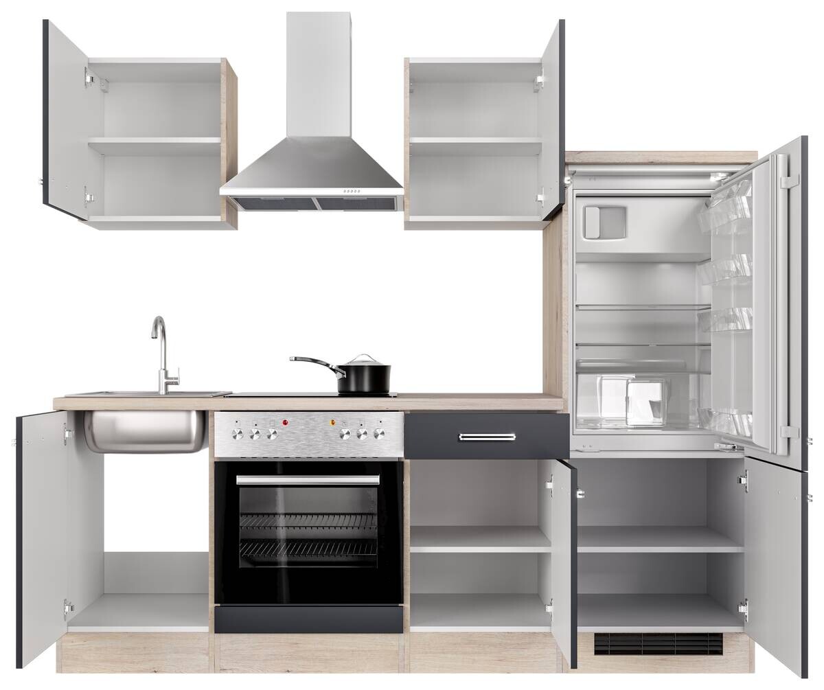 Küchenblock Elva anthrazit strukturiert B/H/T: ca. 220x200x60 cm