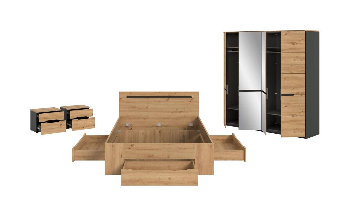 Schlafzimmer CANU, Set basaltgrau Artisan Nachbildung