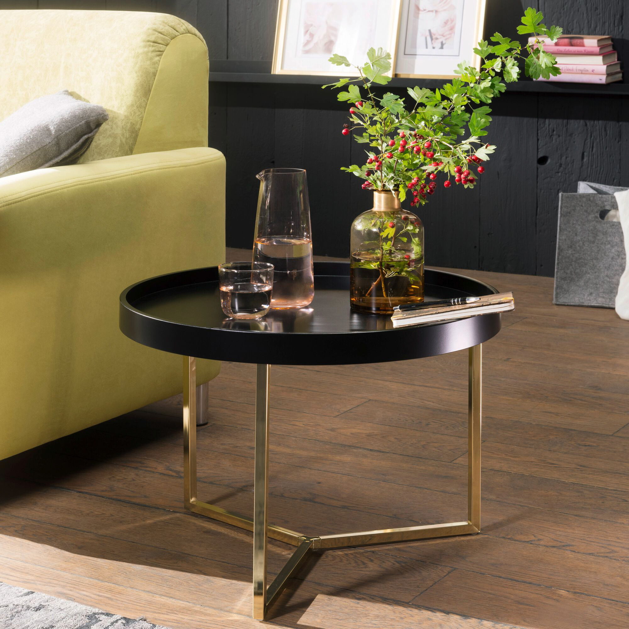 Wohnling Couchtisch schwarz gold B/H/T: ca. 0x42x0 cm