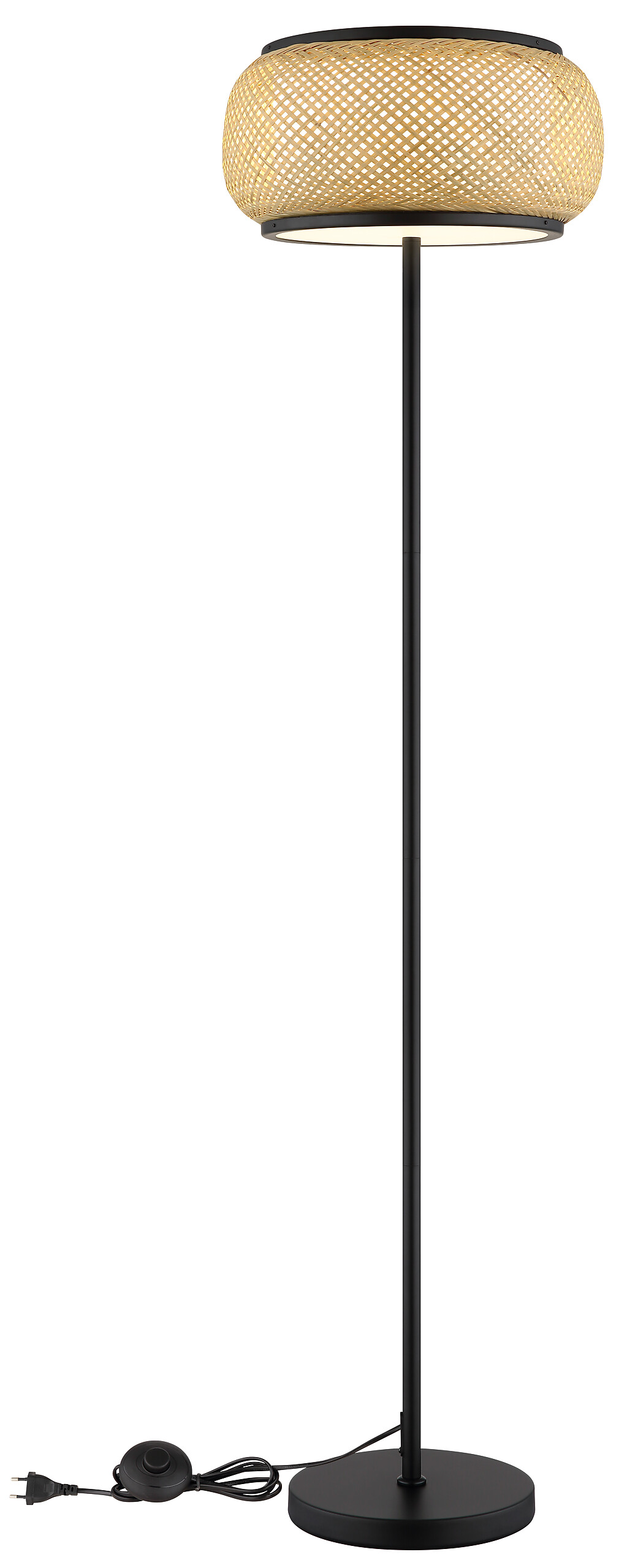 GLOBO Stehleuchte natur mattschwarz Metall Bambus H/D: ca. 146,1x38 cm 1 Brennstellen