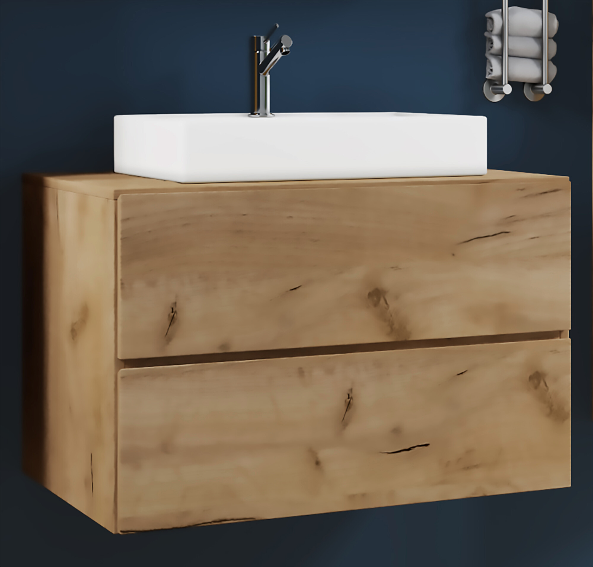 Badblock 2tlg-Lendas Eiche Honig Nachbildung weiß B/H/T: ca. 80x17x42 cm