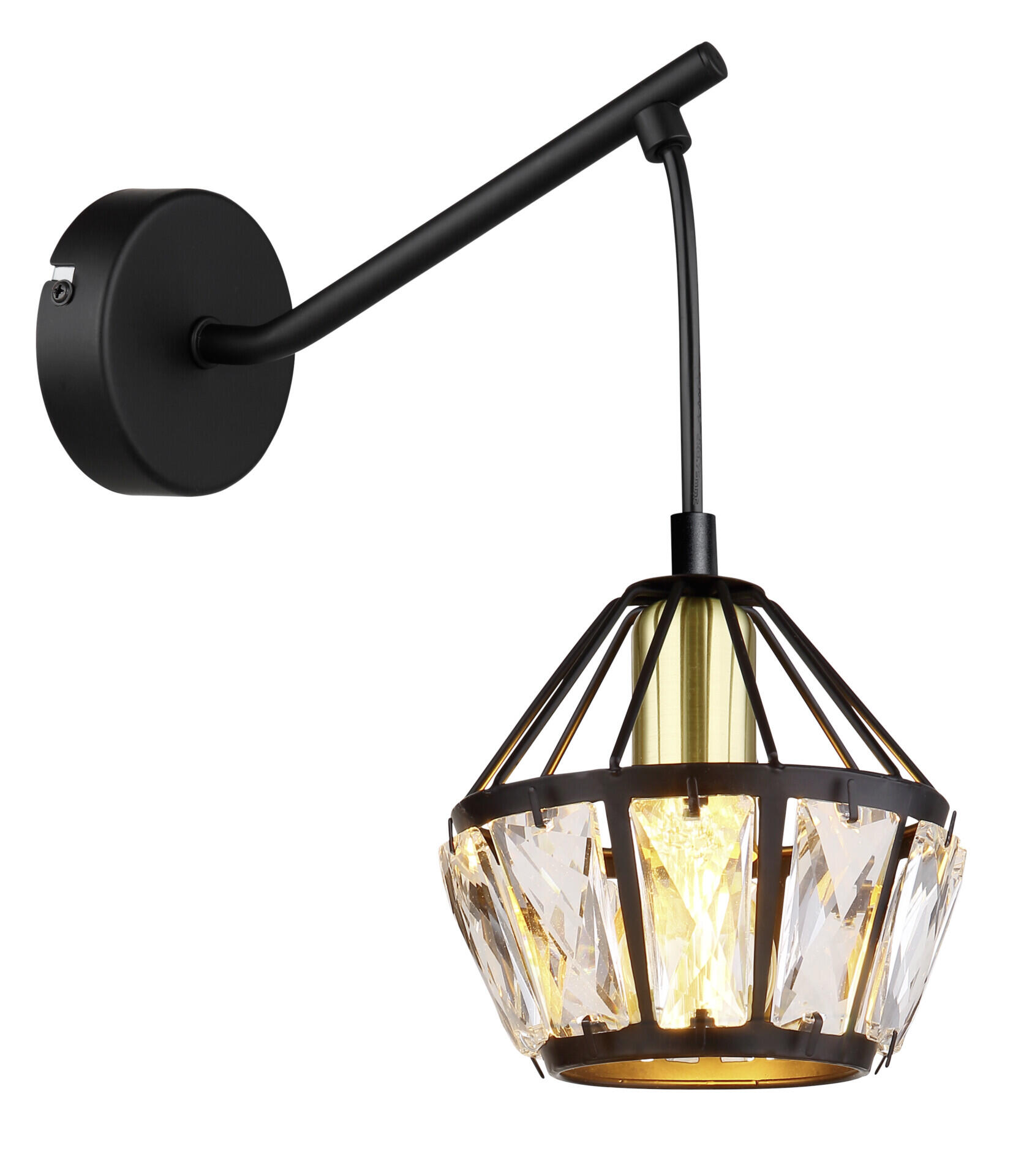 GLOBO Wandleuchte schwarz Metall B/H: ca. 12,5x25 cm E14 1 Brennstellen