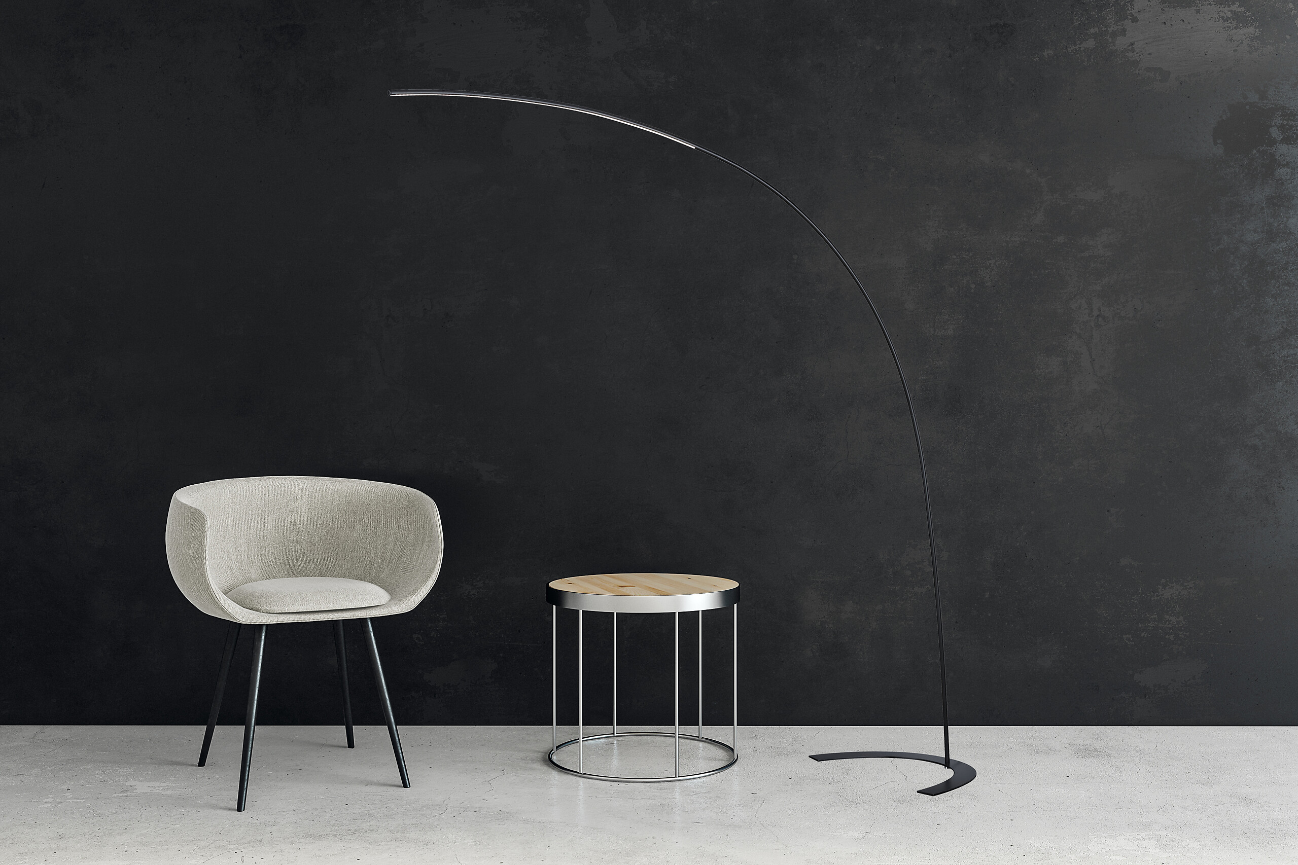 TRIO Bogenleuchte Shanghai schwarz Metall B/H: ca. 65x210 cm