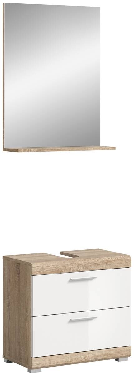 Badezimmer-Set Lambada Eiche Sonoma Nachbildung weiß Hochglanz B/H/T: ca. 60x191x37 cm