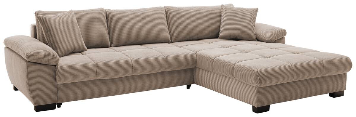 Ecksofa mit Bettfunktion und Bettkasten taupe Microfaser B/H/T: ca. 323x88x211 cm