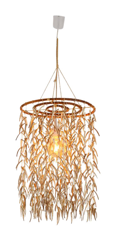 Näve Leuchten Pendelleuchte NV6122911 beige Rattan B/H/L: ca. 40x55x120 cm E27 14 Brennstellen