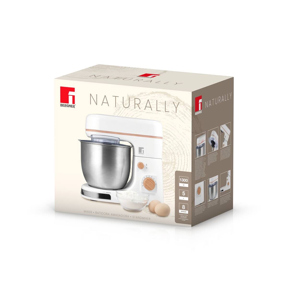 BERGNER Mundmischer weiß silber Alu Edelstahl B/H/L: ca. 23x34,5x38,5 cm