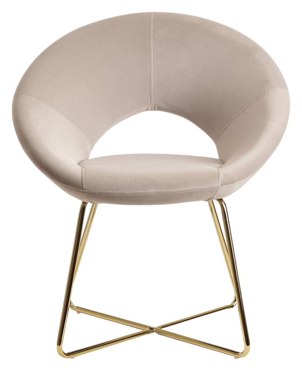 Stuhl beige Samt B/H/T: ca. 57x83x60 cm