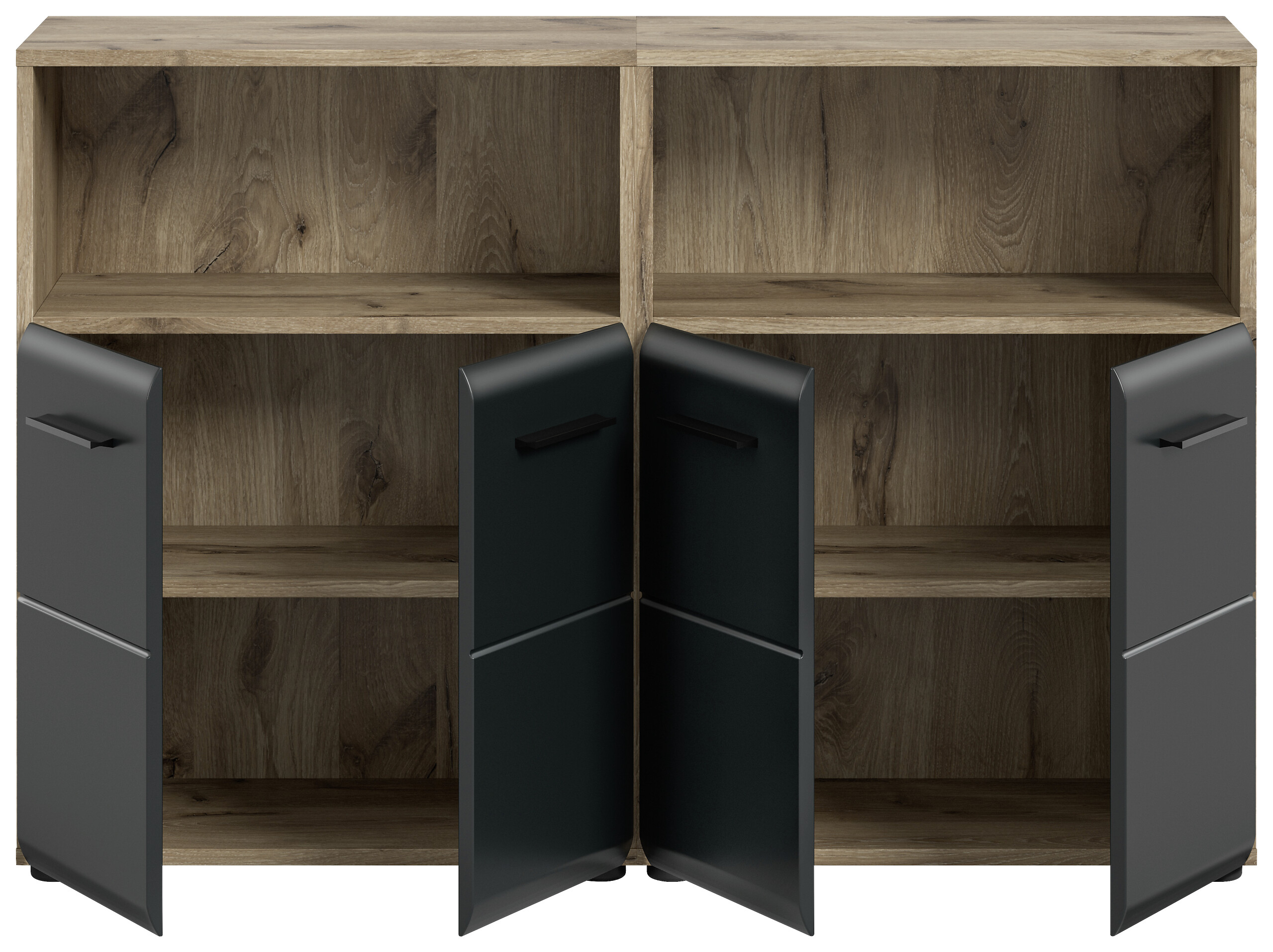 Badezimmer-Set Ice Nox Oak Nachbildung schwarz matt B/H/T: ca. 120x80x30 cm