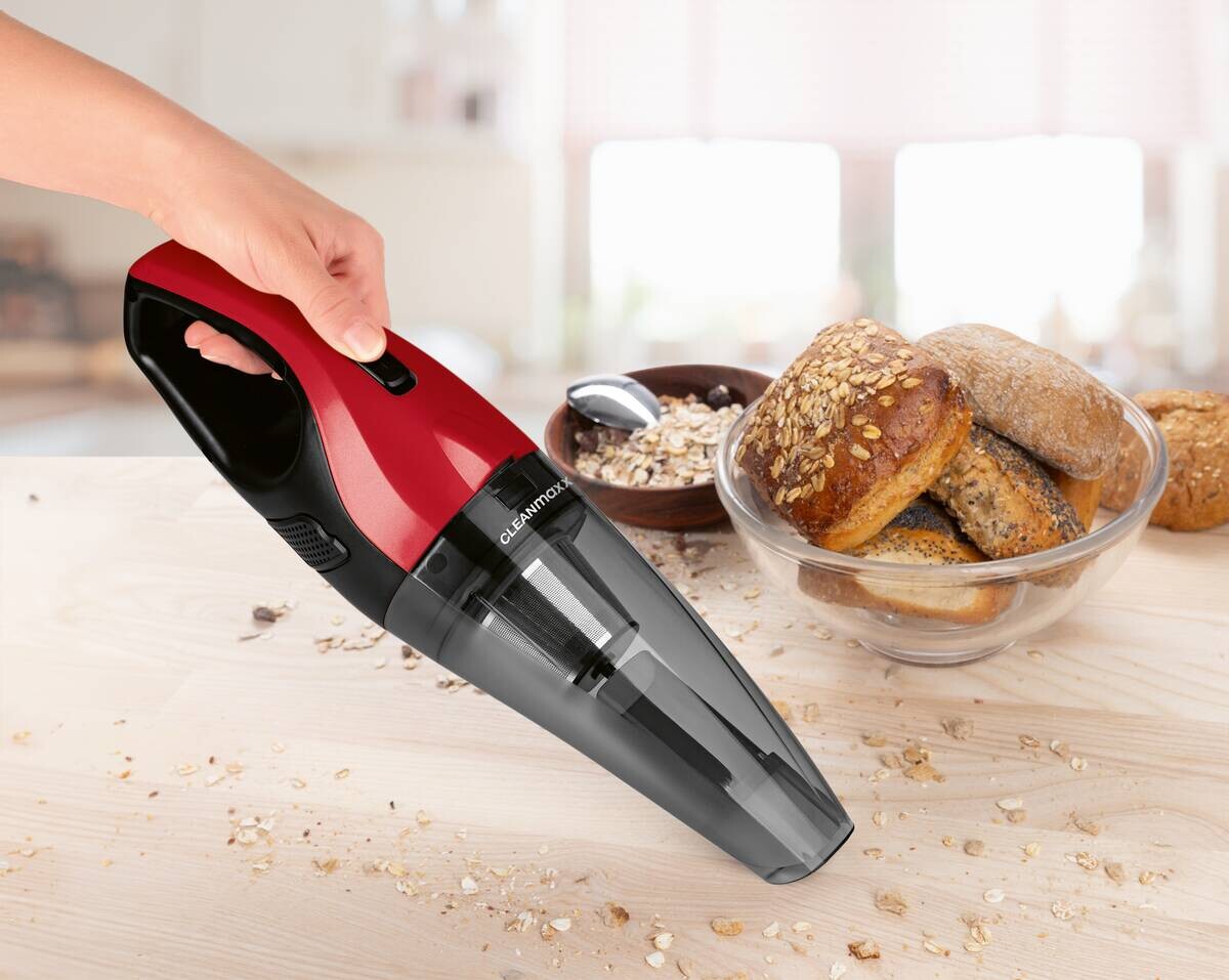 CLEANmaxx Akku-Handstaubsauger rot schwarz B/H/L: ca. 10x12x37 cm