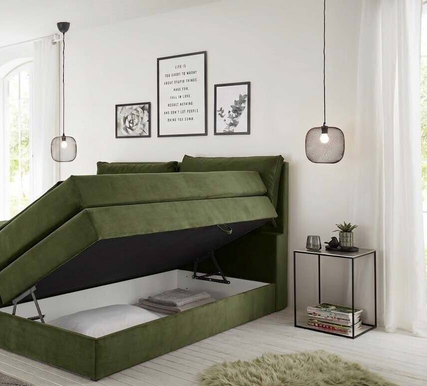 Boxspringbett Lissy olive Liegefläche B/L: ca. 160x200 cm