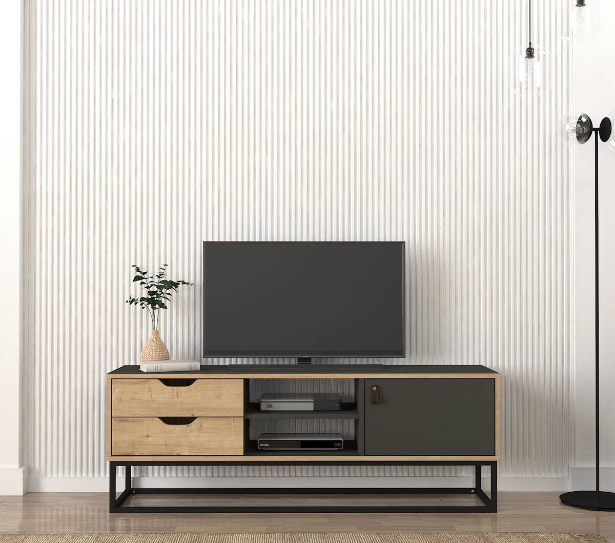 TV-Lowboard Dolores anthrazit Safir Nachbildung B/H/T: ca. 150x53,2x35 cm