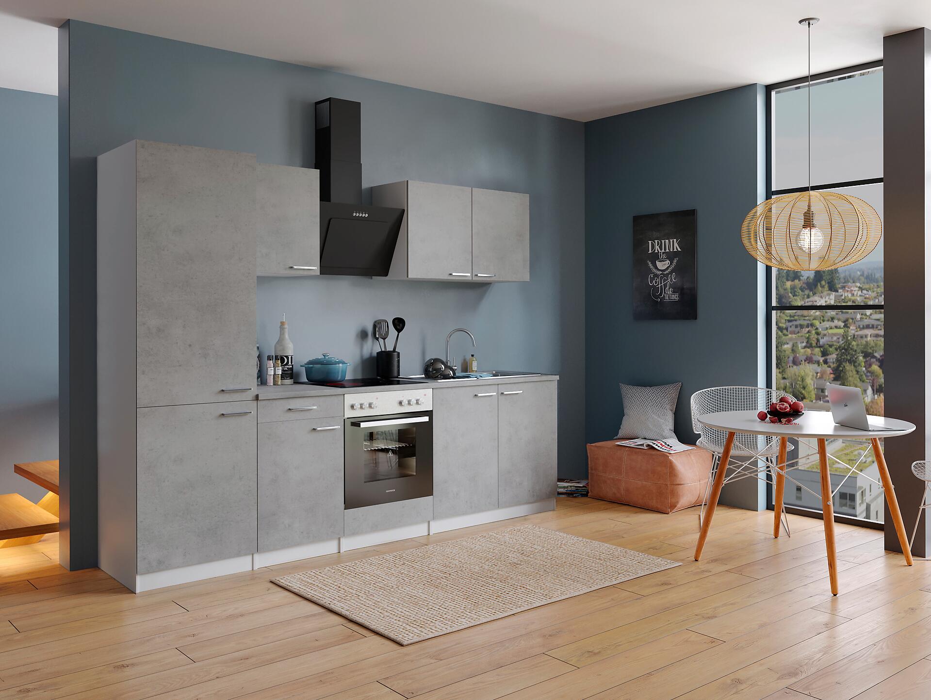 Respekta Küchenblock Malia Beton Optik B/H/T: ca. 270x200x60 cm