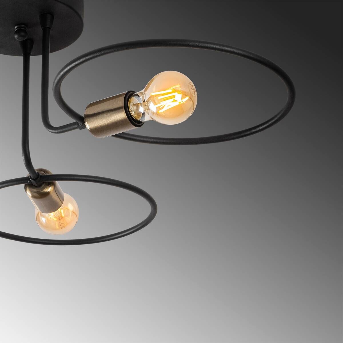 Opviq Deckenleuchte Circle-1341 schwarz Eisen B/H/T/L/D: ca. 66x22x66x66x66 cm E27 3 Brennstellen