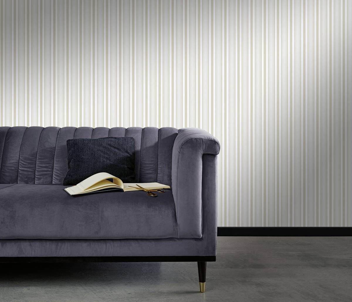 Vliestapete Streifen grau weiß B/L: ca. 53x1005 cm